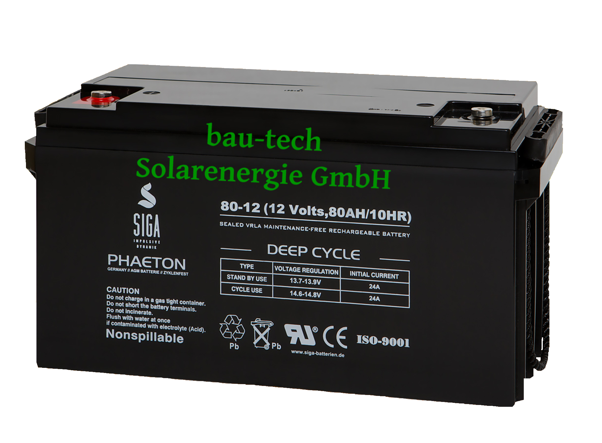 BIG AGM 80Ah 12V Solarbatterie für Versorgung wie Boote, Wohnmobile