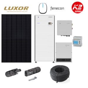 Photovoltaik Komplettanlage 8 kWp | Luxor Module + Fenecon Home 10 kW Hybridwechselrichter + Fenecon Speicher + Montagematerial