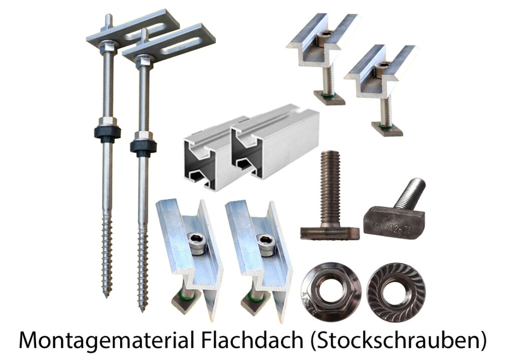 Montagematerial Flachdach mit Stockschrauben