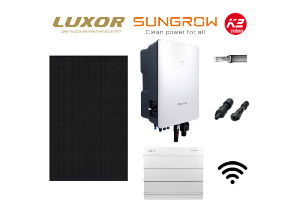 Komplettanlage mit Sungrow Wechselrichter Speicher Luxor Moulde K2 Montagematerial