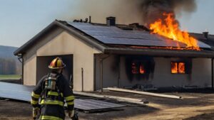 Photovoltaik Brandgefahr, Flammen, Feuerwehr