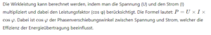 Wirkleistung Formel