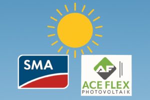 AceFlex & SMA Logos, Sonne scheint, SMA Service Titel