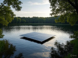 Schwimmende Solaranlage Baggersee