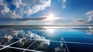 Power-to-heat PV Titel, Photovoltaic solar power panel on blue sky ,green clean alternative energy. environmentally friendly. Clean energy and environment. 3D rendering, PV Leistung Deutschland SMA