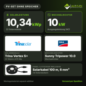 10,34 kWp PV-Set ohne Speicher – 22x Trina Vertex S+ 470 Wp + SMA Sunny Tripower 10.0