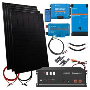 1800W Solar Inselanlage 48V Smart mit 4,8 kWh Speicher 3000W Inverter und Flachdachmontage