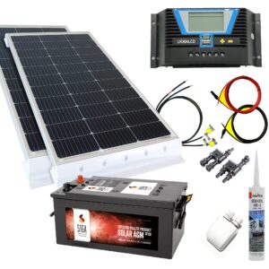 260 Watt Wohnmobil 12V Set mit 150Ah AGM Batterie schwarz