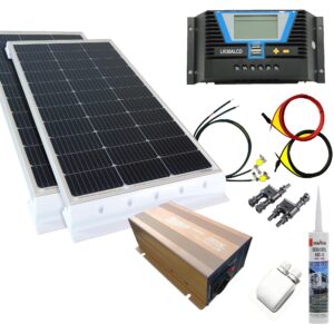 260 Watt Wohnmobil 12V Set mit 1000W Spannungswandler (reiner Sinus) schwarz